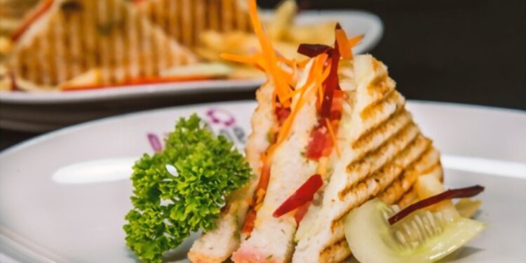 Mumbai style veg club sandwich
