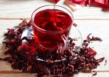 Herbal Tea with Fresh Hibiscus Flowers
