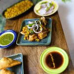 Crispy Samosa With Spiced Chickpea Curry.